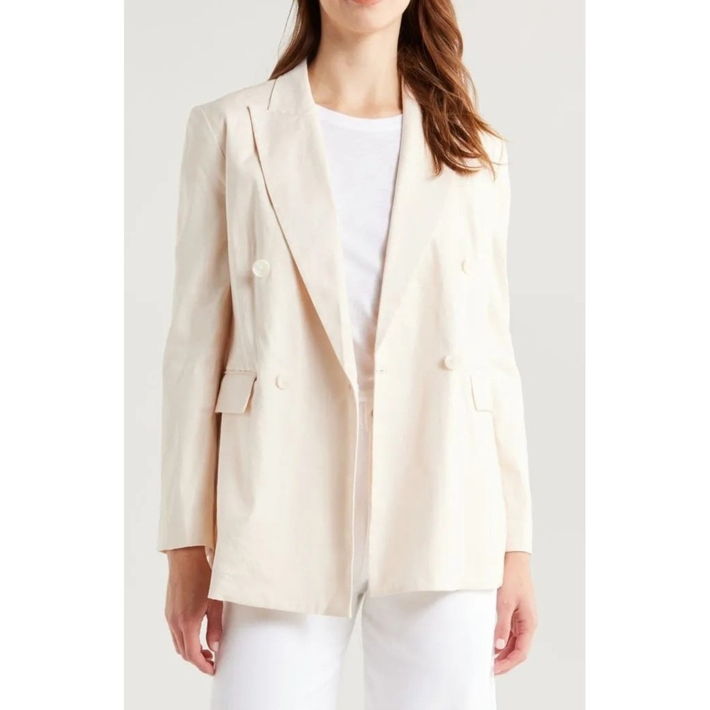 House of Harlow‎ 1960 Womens Blazer Neutral Double Breasted Jacket
